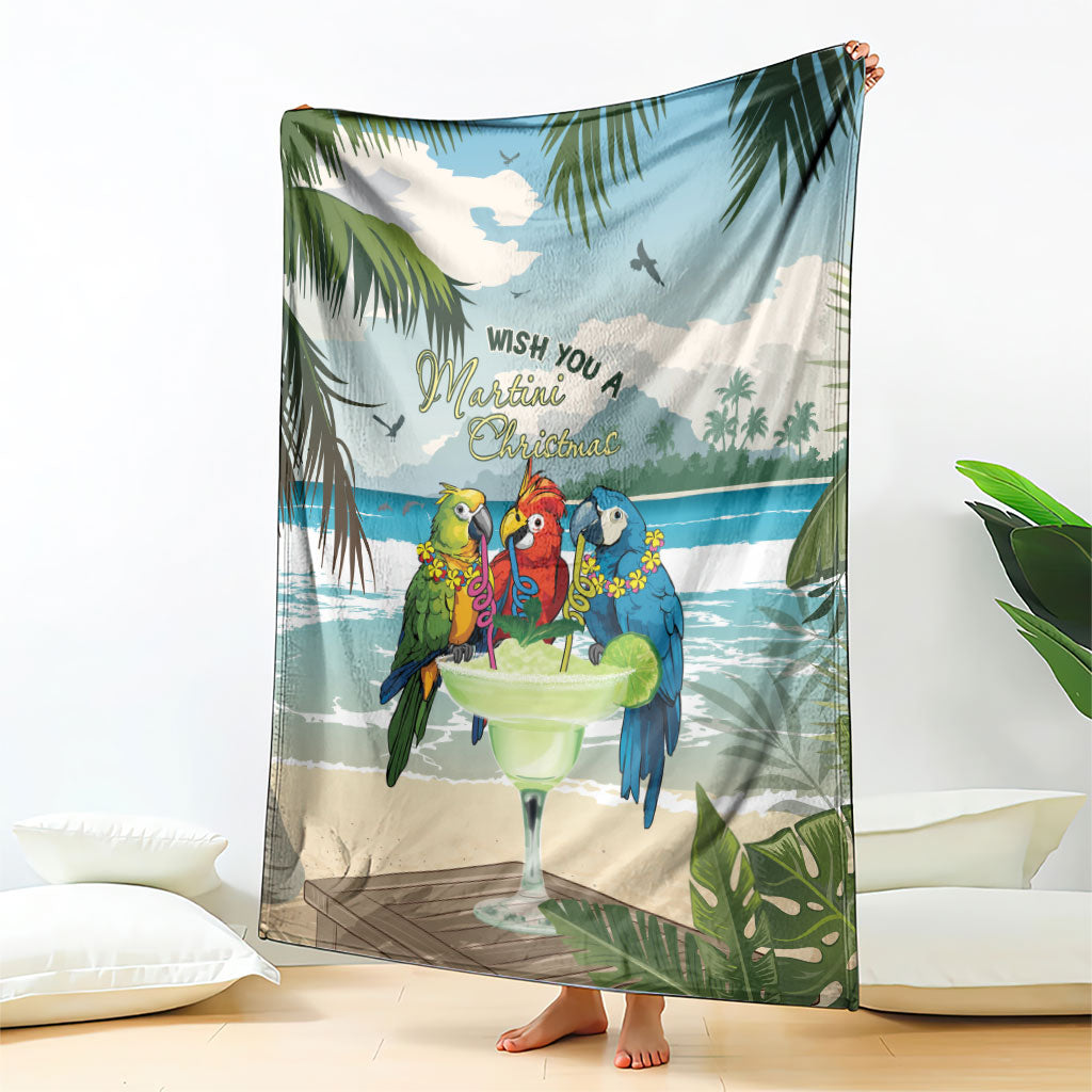 Wish You A Merry Martini Christmas Blanket Cocktail Parrot-dise