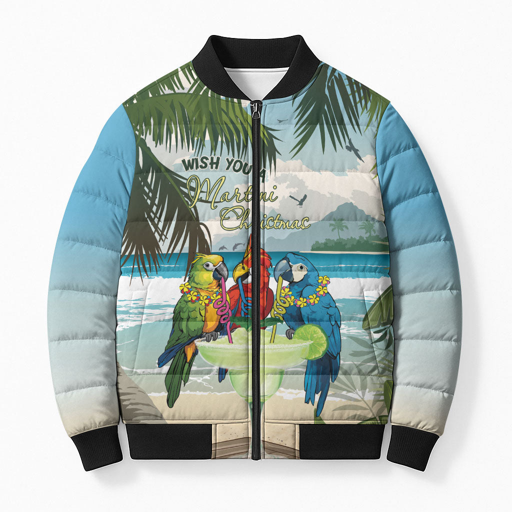 Wish You A Merry Martini Christmas Bomber Puffer Jacket Cocktail Parrot-dise LT7 Unisex Multicolor - Polynesian Pride