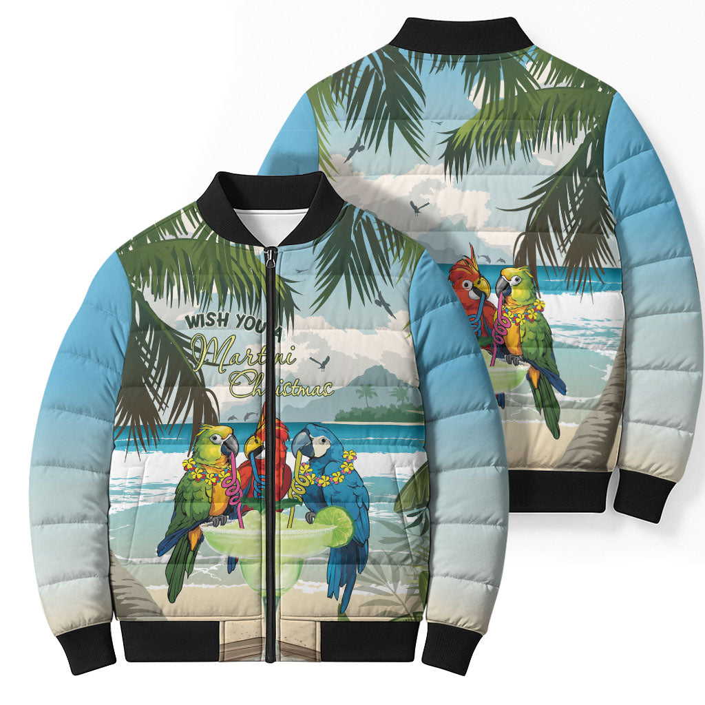 Wish You A Merry Martini Christmas Bomber Puffer Jacket Cocktail Parrot-dise LT7 - Polynesian Pride