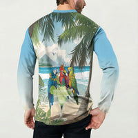Wish You A Merry Martini Christmas Button Sweatshirt Cocktail Parrot-dise LT7 - Polynesian Pride