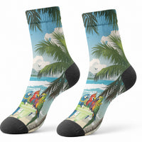 Wish You A Merry Martini Christmas Crew Socks Cocktail Parrot-dise LT7 - Polynesian Pride