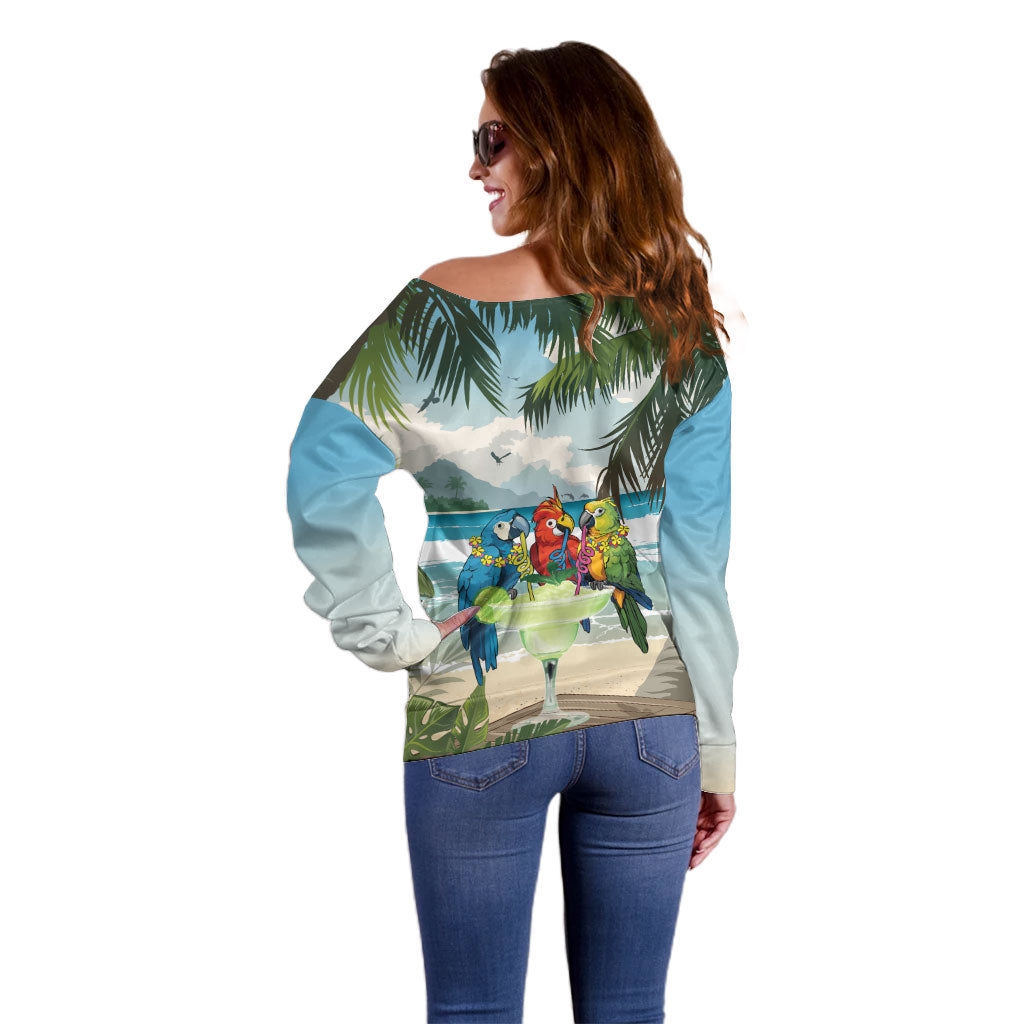Wish You A Merry Martini Christmas Off Shoulder Sweater Cocktail Parrot-dise