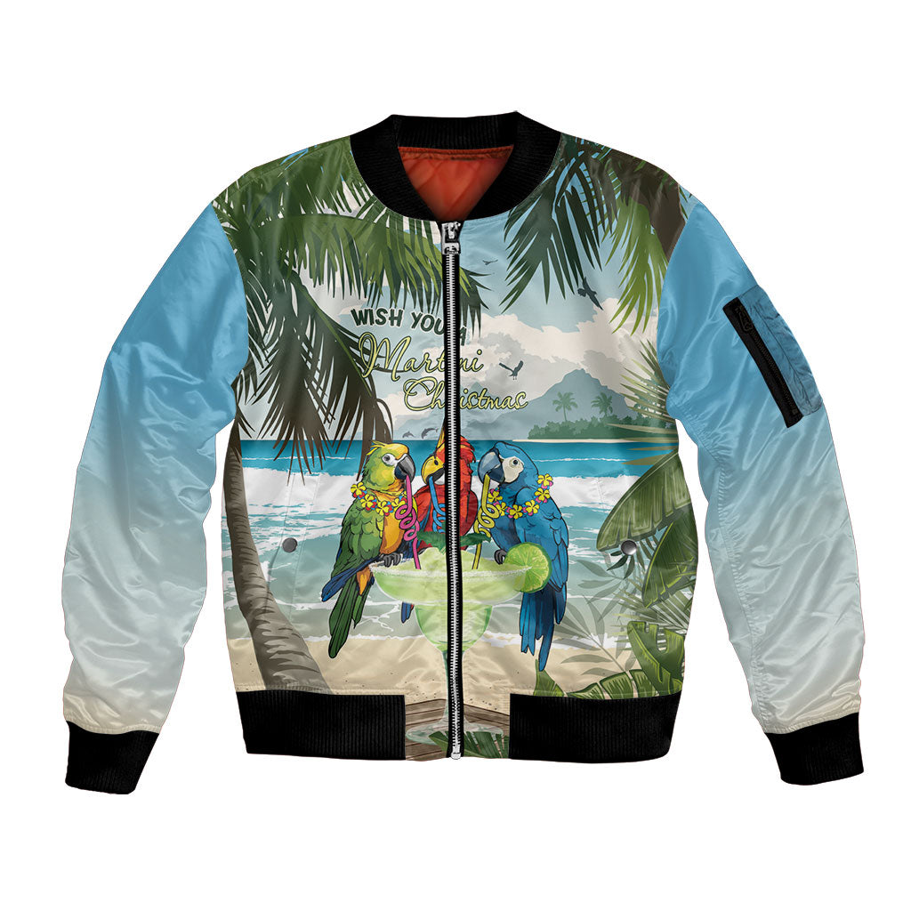 Wish You A Merry Martini Christmas Sleeve Zip Bomber Jacket Cocktail Parrot-dise LT7 Unisex Multicolor - Polynesian Pride
