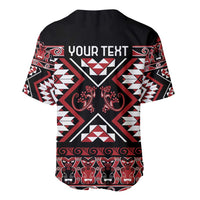 Personalised Aotearoa Waitangi Baseball Jersey Taniko Motifs - Mania Gecko