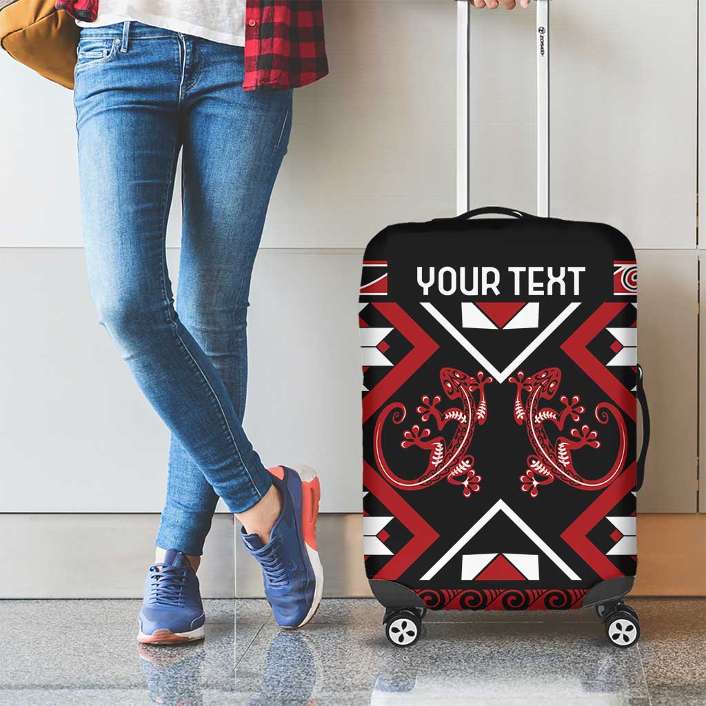 Personalised Aotearoa Waitangi Luggage Cover Taniko Motifs - Mania Gecko