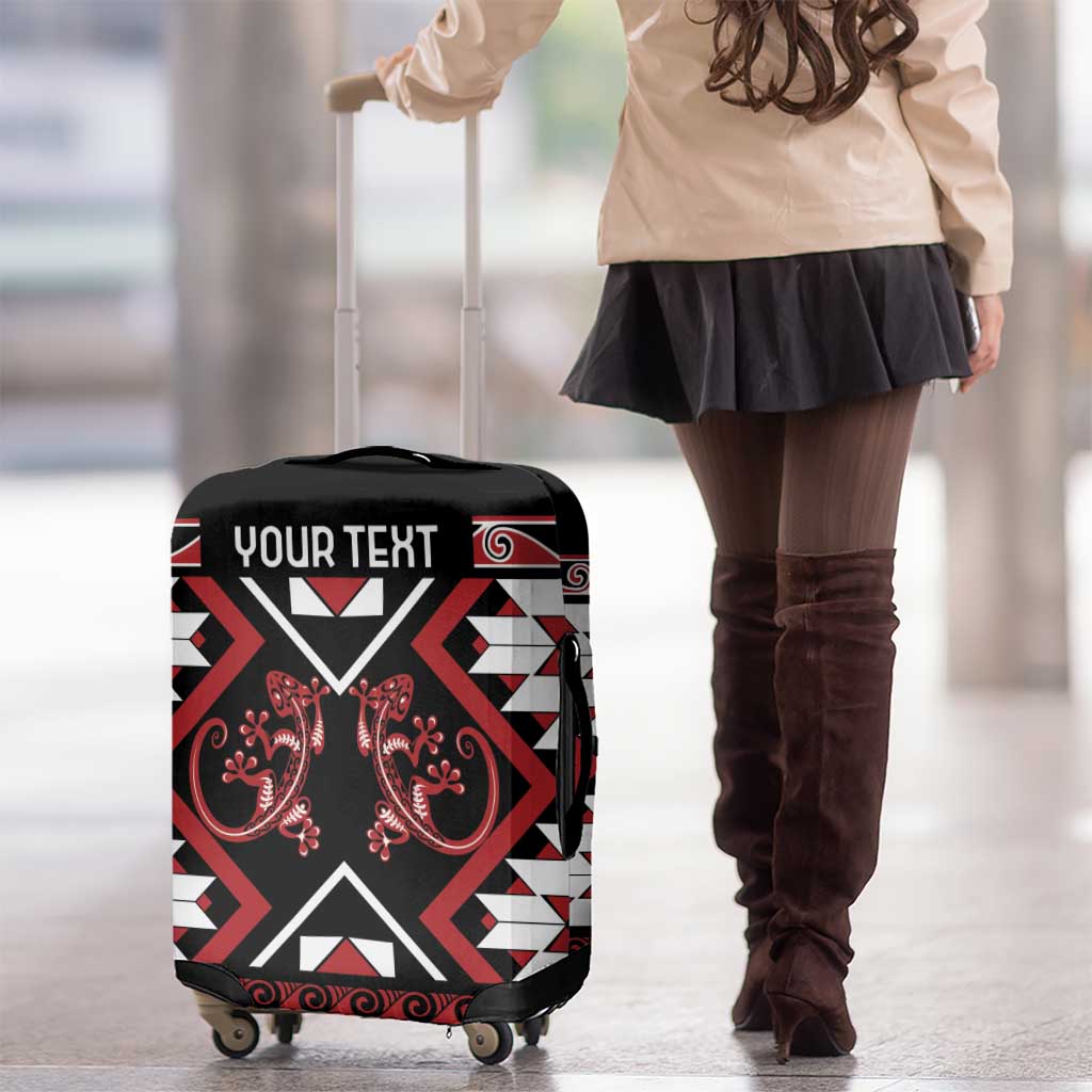 Personalised Aotearoa Waitangi Luggage Cover Taniko Motifs - Mania Gecko