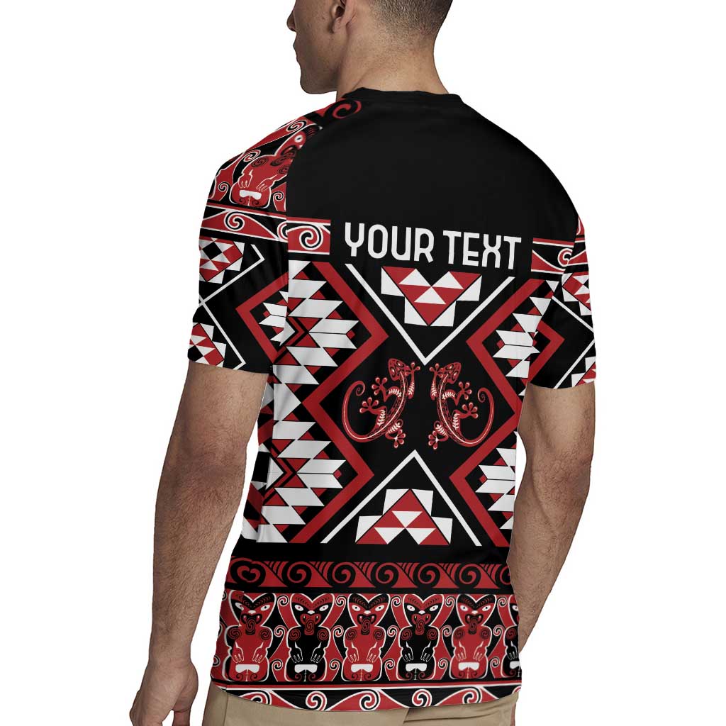 Personalised Aotearoa Waitangi Rugby Jersey Taniko Motifs - Mania Gecko LT7 - Polynesian Pride