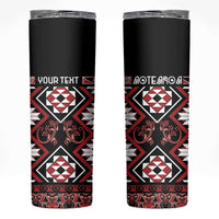 Personalised Aotearoa Waitangi Skinny Tumbler Taniko Motifs - Mania Gecko LT7 Red - Polynesian Pride