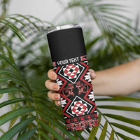 Personalised Aotearoa Waitangi Skinny Tumbler Taniko Motifs - Mania Gecko LT7 - Polynesian Pride