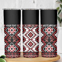 Personalised Aotearoa Waitangi Skinny Tumbler Taniko Motifs - Mania Gecko LT7 - Polynesian Pride