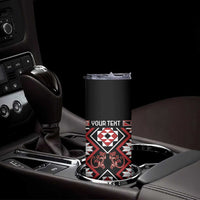Personalised Aotearoa Waitangi Skinny Tumbler Taniko Motifs - Mania Gecko LT7 - Polynesian Pride