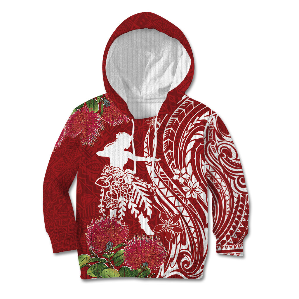 Personalised Hawaii Wahine Kid Hoodie Women's Day Ohia Lehua LT7 Hoodie Red - Polynesian Pride