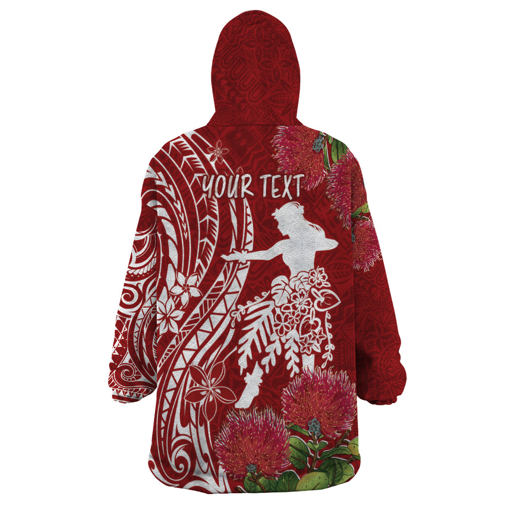 Personalised Hawaii Wahine Wearable Blanket Hoodie Women's Day Ohia Lehua LT7 - Polynesian Pride