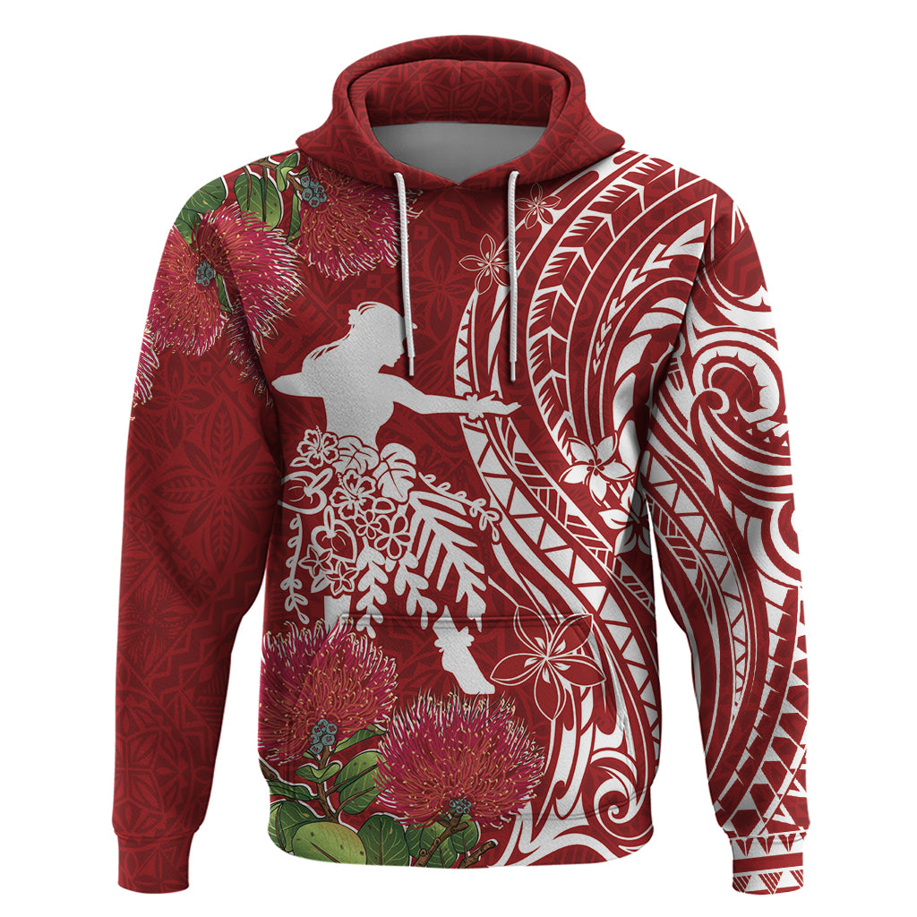 Personalised Hawaii Wahine Zip Hoodie Women's Day Ohia Lehua LT7 Pullover Hoodie Red - Polynesian Pride
