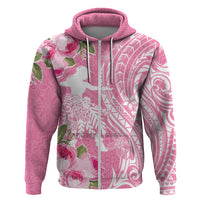 Personalised Hawaii Wahine Hoodie Women's Day Maui Lokelani Roses LT7 Zip Hoodie Pink - Polynesian Pride