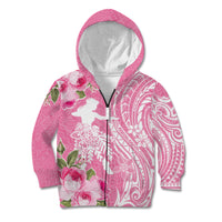 Personalised Hawaii Wahine Kid Hoodie Women's Day Maui Lokelani Roses LT7 Zip Hoodie Pink - Polynesian Pride