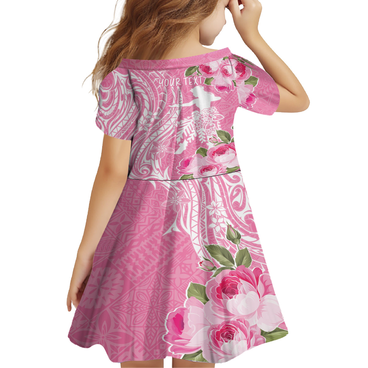 Personalised Hawaii Wahine Kid Short Sleeve Dress Women's Day Maui Lokelani Roses LT7 - Polynesian Pride