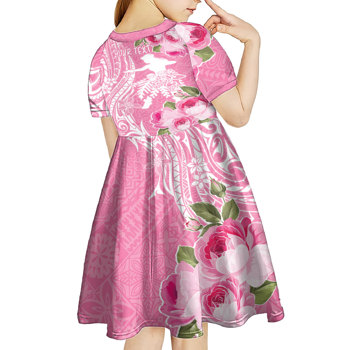 Personalised Hawaii Wahine Kid Short Sleeve Dress Women's Day Maui Lokelani Roses LT7 - Polynesian Pride