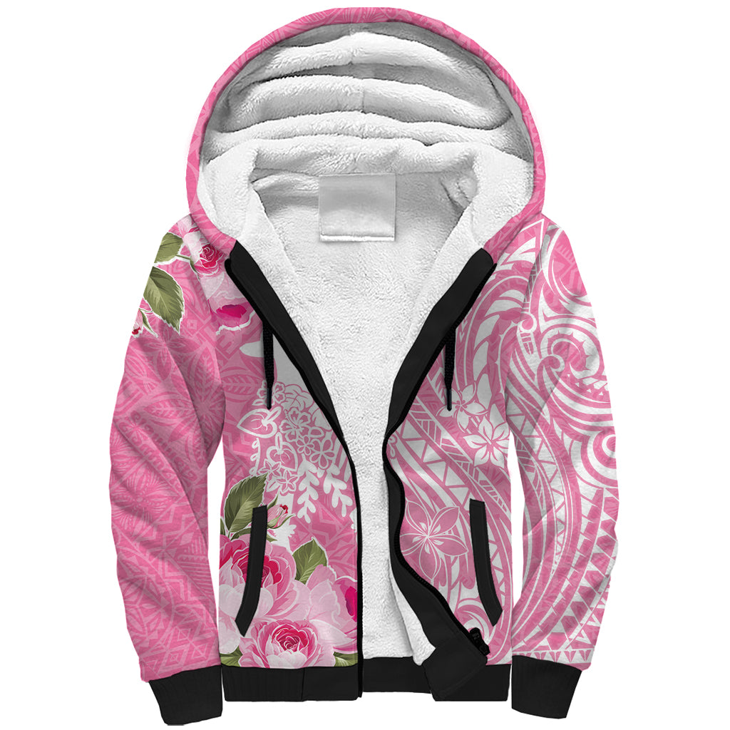 Personalised Hawaii Wahine Sherpa Hoodie Women's Day Maui Lokelani Roses LT7 Unisex Pink - Polynesian Pride