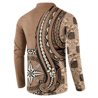 Personalized Tonga Ngatu Button Sweatshirt Vintage Brown Manulua Motifs