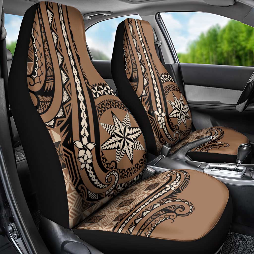 Tonga Ngatu Car Seat Cover Vintage Brown Manulua Motifs