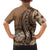 Personalized Tonga Ngatu Family Matching Off The Shoulder Long Sleeve Dress and Hawaiian Shirt Vintage Brown Manulua Motifs