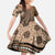 Personalized Tonga Ngatu Family Matching Off The Shoulder Long Sleeve Dress and Hawaiian Shirt Vintage Brown Manulua Motifs
