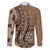 Personalized Tonga Ngatu Family Matching Off The Shoulder Long Sleeve Dress and Hawaiian Shirt Vintage Brown Manulua Motifs