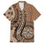 Personalized Tonga Ngatu Family Matching Off Shoulder Short Dress and Hawaiian Shirt Vintage Brown Manulua Motifs
