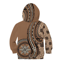 Personalized Tonga Ngatu Kid Hoodie Vintage Brown Manulua Motifs