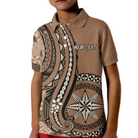 Personalized Tonga Ngatu Kid Polo Shirt Vintage Brown Manulua Motifs