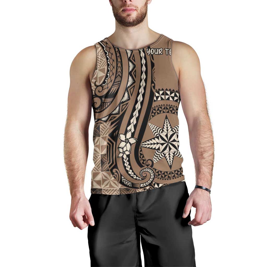 Personalized Tonga Ngatu Men Tank Top Vintage Brown Manulua Motifs