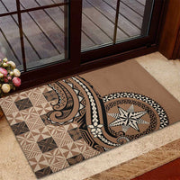 Tonga Ngatu Rubber Doormat Vintage Brown Manulua Motifs