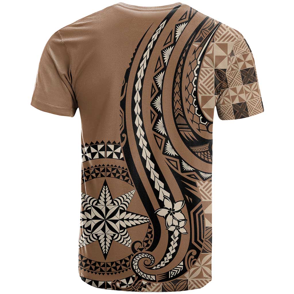 Personalized Tonga Ngatu T Shirt Vintage Brown Manulua Motifs