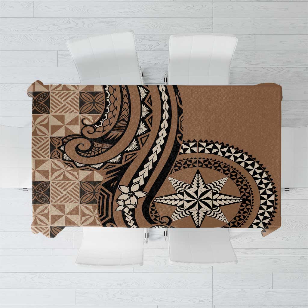 Tonga Ngatu Tablecloth Vintage Brown Manulua Motifs