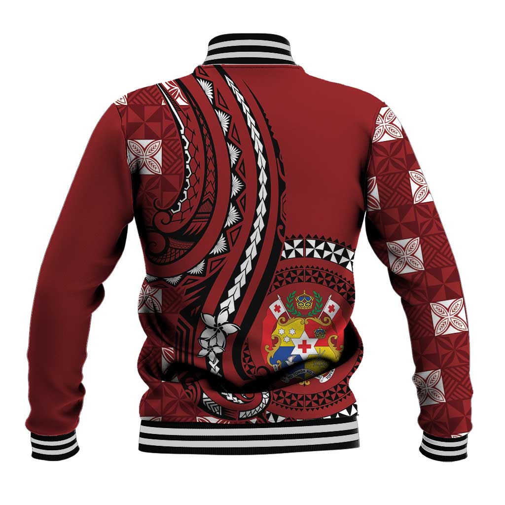 Personalized Tonga Ngatu Baseball Jacket Iconic Red Manulua Motifs