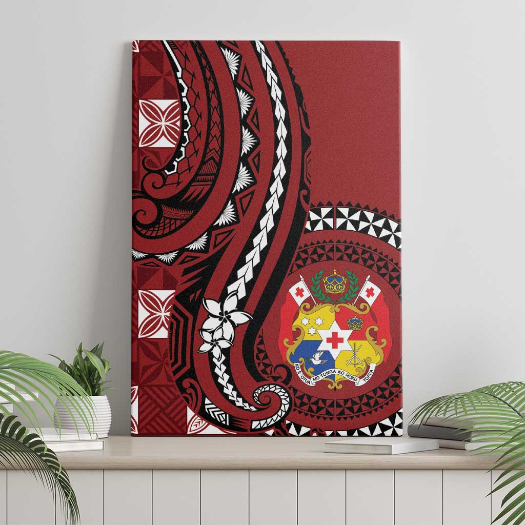 Tonga Ngatu Canvas Wall Art Iconic Red Manulua Motifs