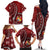 Personalized Tonga Ngatu Family Matching Off The Shoulder Long Sleeve Dress and Hawaiian Shirt Iconic Red Manulua Motifs