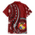Personalized Tonga Ngatu Family Matching Off The Shoulder Long Sleeve Dress and Hawaiian Shirt Iconic Red Manulua Motifs