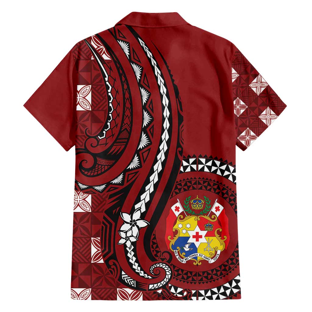 Personalized Tonga Ngatu Family Matching Tank Maxi Dress and Hawaiian Shirt Iconic Red Manulua Motifs