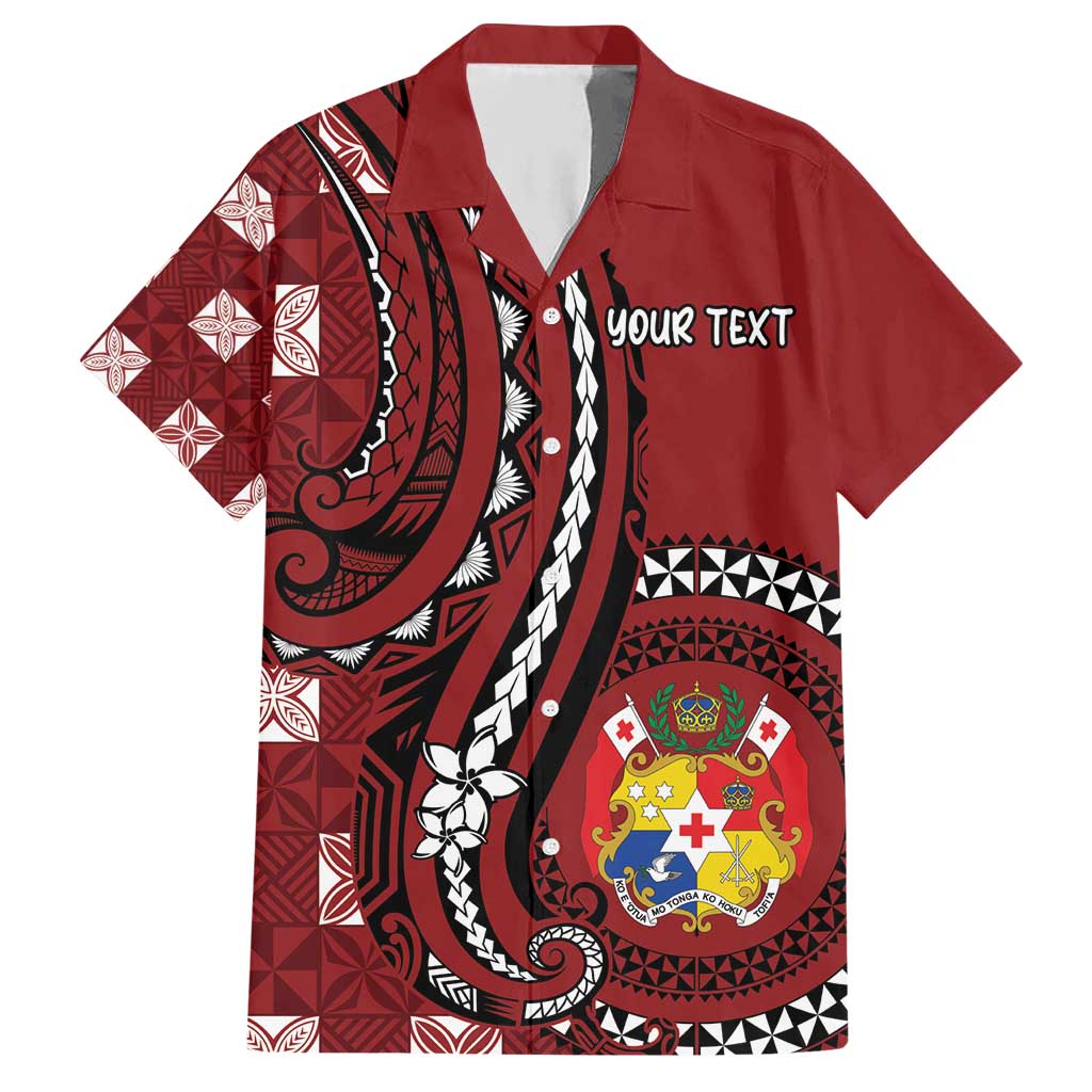 Personalized Tonga Ngatu Hawaiian Shirt Iconic Red Manulua Motifs
