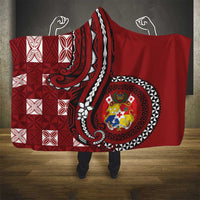 Tonga Ngatu Hooded Blanket Iconic Red Manulua Motifs