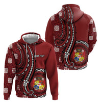 Personalized Tonga Ngatu Hoodie Iconic Red Manulua Motifs