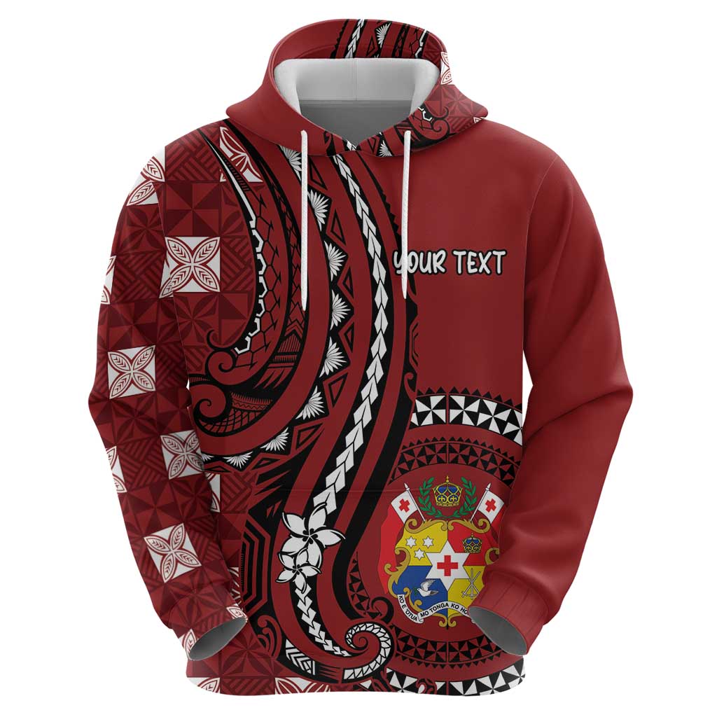 Personalized Tonga Ngatu Hoodie Iconic Red Manulua Motifs
