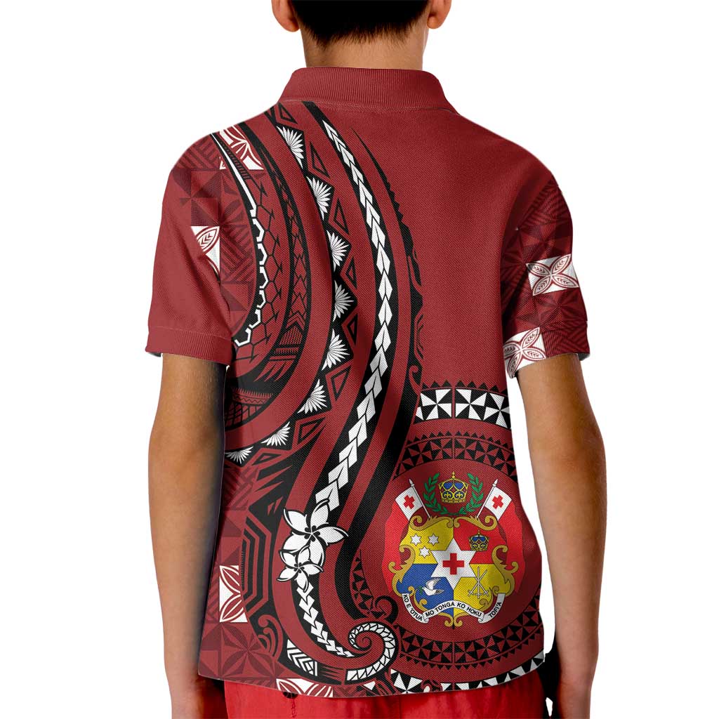 Personalized Tonga Ngatu Kid Polo Shirt Iconic Red Manulua Motifs