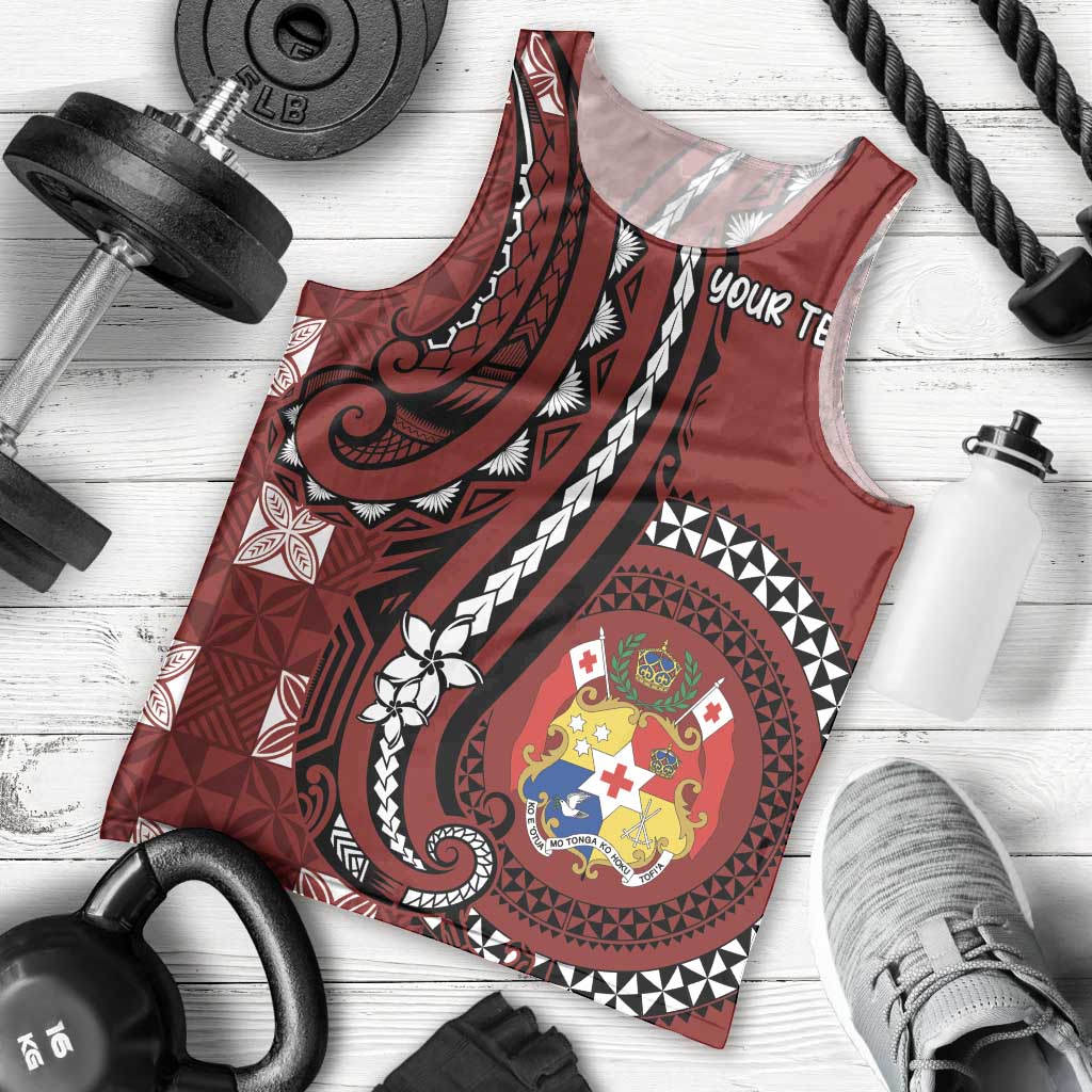 Personalized Tonga Ngatu Men Tank Top Iconic Red Manulua Motifs
