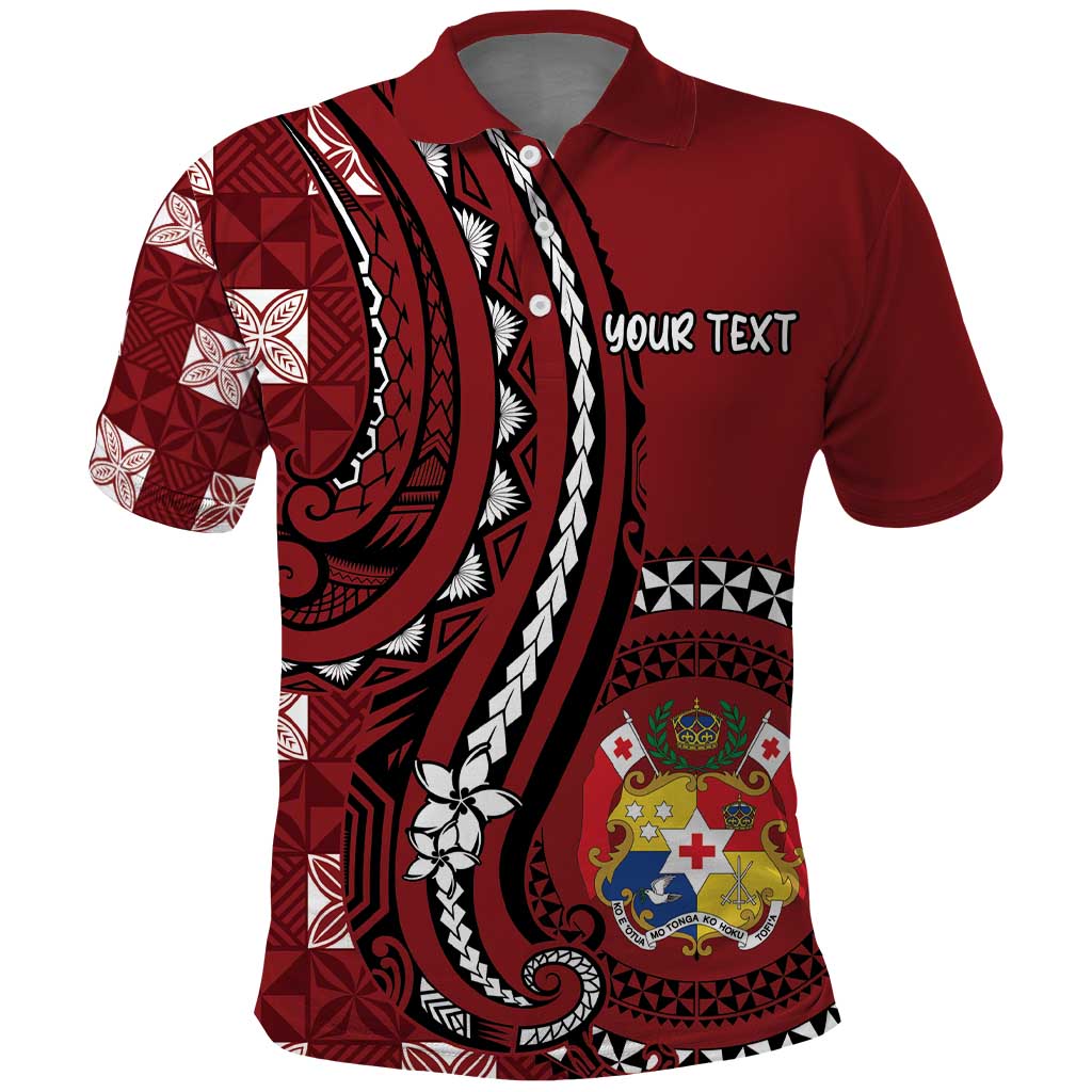Personalized Tonga Ngatu Polo Shirt Iconic Red Manulua Motifs LT7 Red - Polynesian Pride