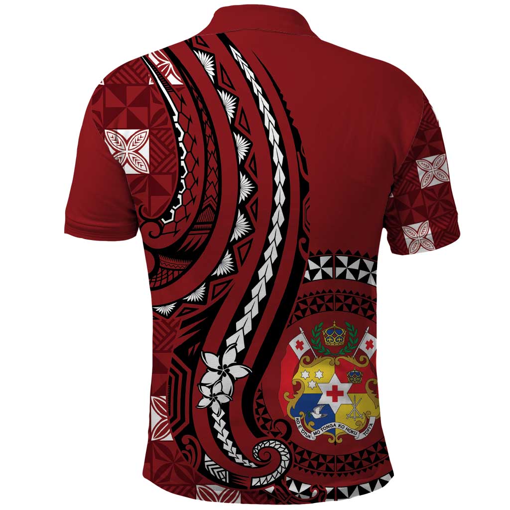 Personalized Tonga Ngatu Polo Shirt Iconic Red Manulua Motifs LT7 - Polynesian Pride