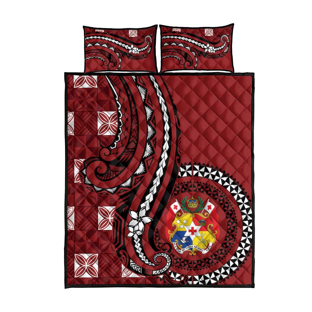 Tonga Ngatu Quilt Bed Set Iconic Red Manulua Motifs LT7 - Polynesian Pride