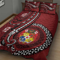 Tonga Ngatu Quilt Bed Set Iconic Red Manulua Motifs LT7 - Polynesian Pride